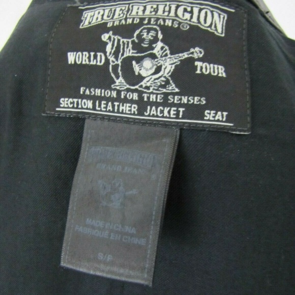 TRUE RELIGION Black Leather Jacket SP moto biker - Picture 8 of 8